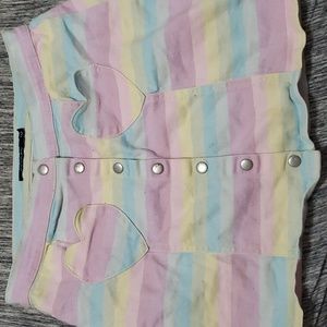 Black heart , pastel rainbow pencil skirt. Size Large